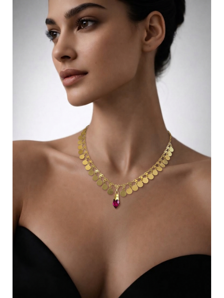 14 AYAR WL İŞÇİLİĞİ PULLU KOLYE