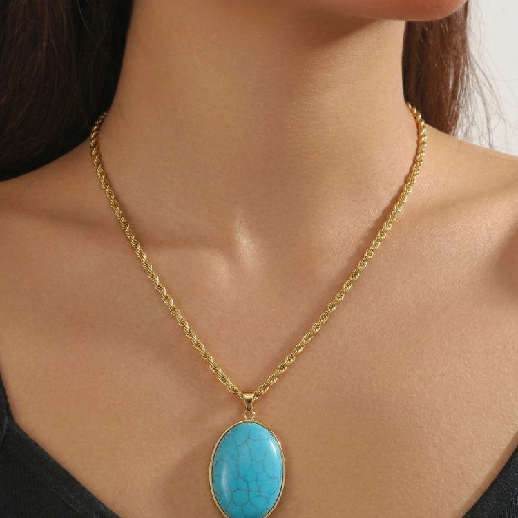 14 AYAR FİRUZE TAŞLI KOLYE UCU