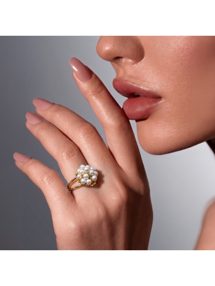 14 AYAR İNCİLİ YÜZÜK