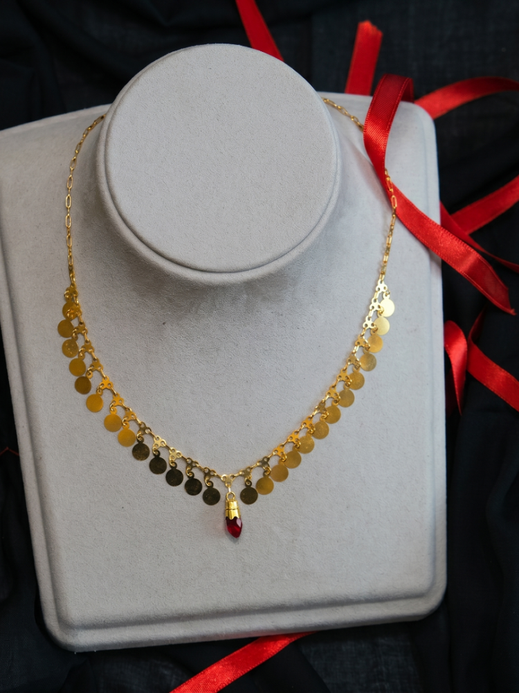 14 AYAR EL İŞÇİLİĞİ PULLU KOLYE 