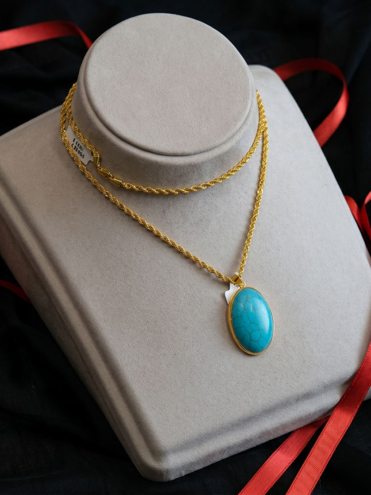 14 AYAR FİRUZE TAŞLI KOLYE UCU 