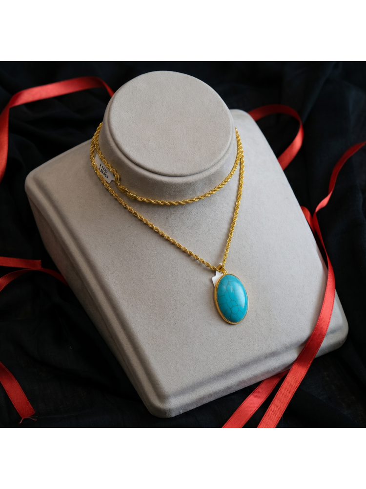 14 AYAR FİRUZE TAŞLI KOLYE UCU