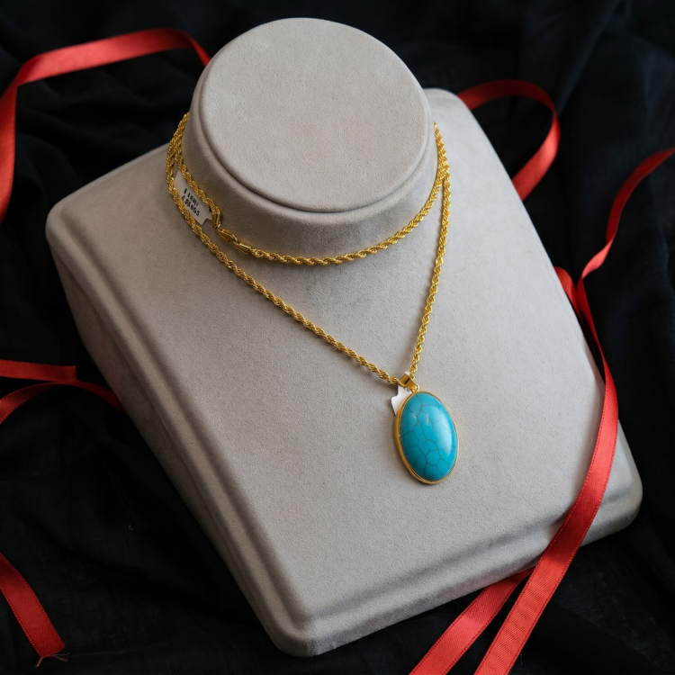 14 AYAR FİRUZE TAŞLI KOLYE UCU