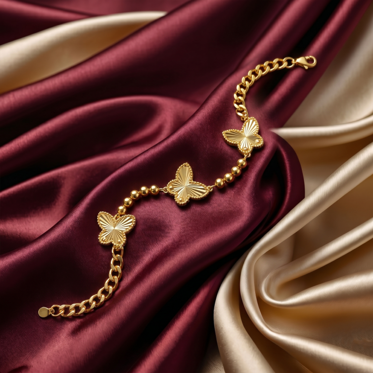 14 AYAR SARI RENK KELEBEK KOLYE