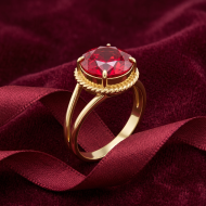 14 AYAR KIRMIZI TAŞLI EL İŞİ YÜZÜK