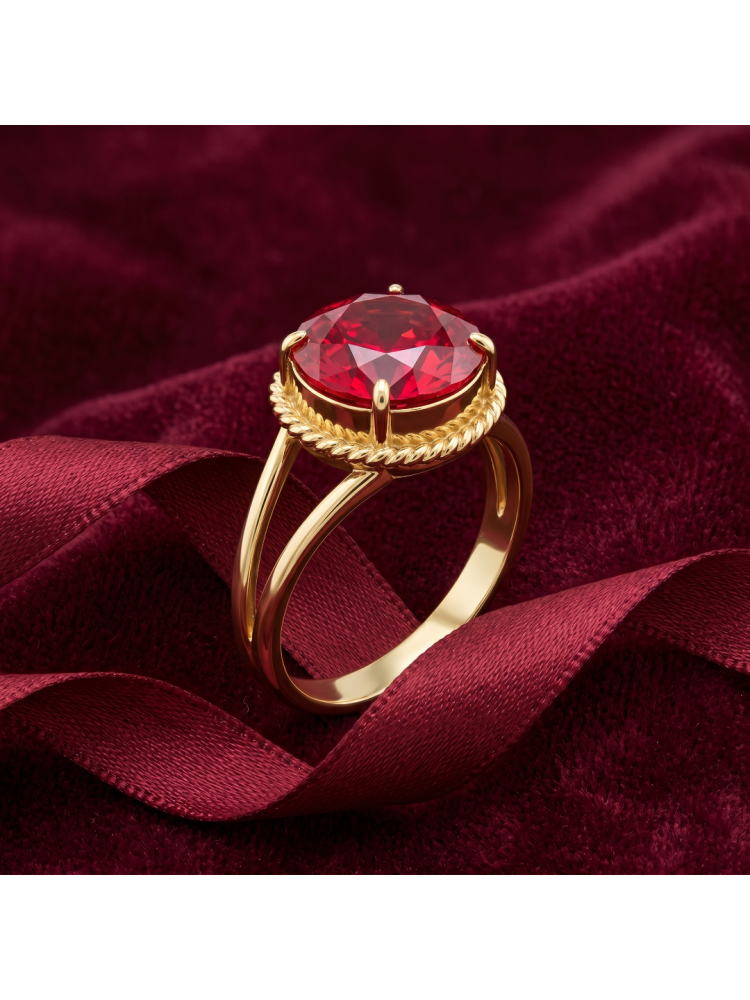 14 AYAR KIRMIZI TAŞLI EL İŞİ YÜZÜK