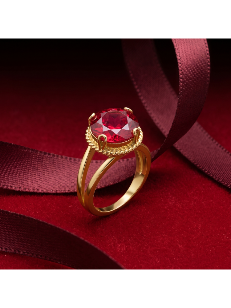 14 AYAR KIRMIZI TAŞLI EL İŞİ YÜZÜK