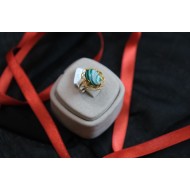 14 AYAR MAVİ TAŞLI EL İŞÇİLİĞİ YÜZÜK