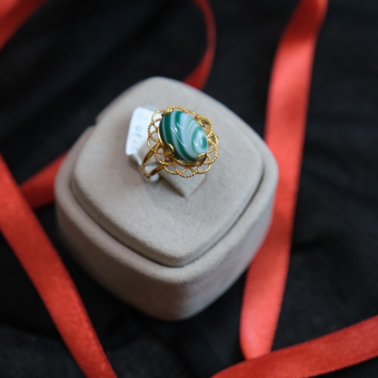 14 AYAR MAVİ TAŞLI EL İŞÇİLİĞİ YÜZÜK